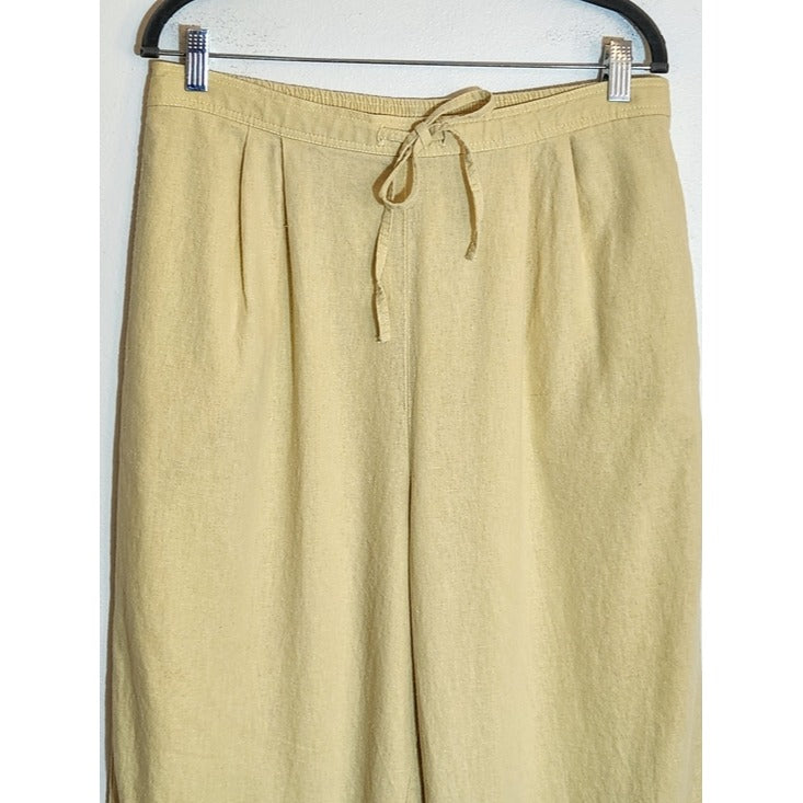 Orvis Light Yellow Linen Blend Pull-On Pants Size 14