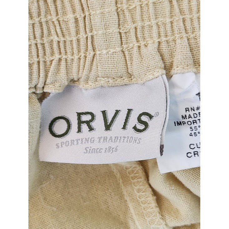 Orvis Light Yellow Linen Blend Pull-On Pants Size 14