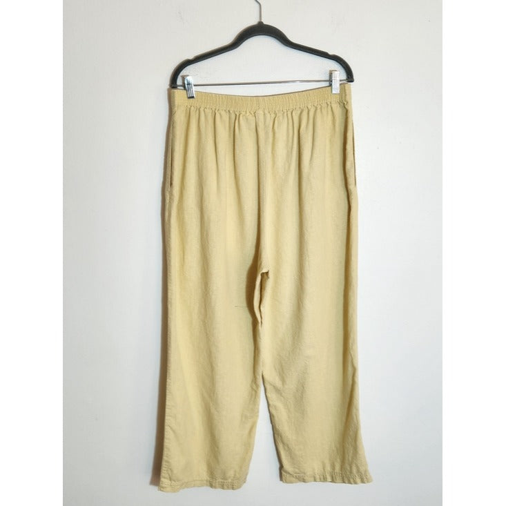 Orvis Light Yellow Linen Blend Pull-On Pants Size 14