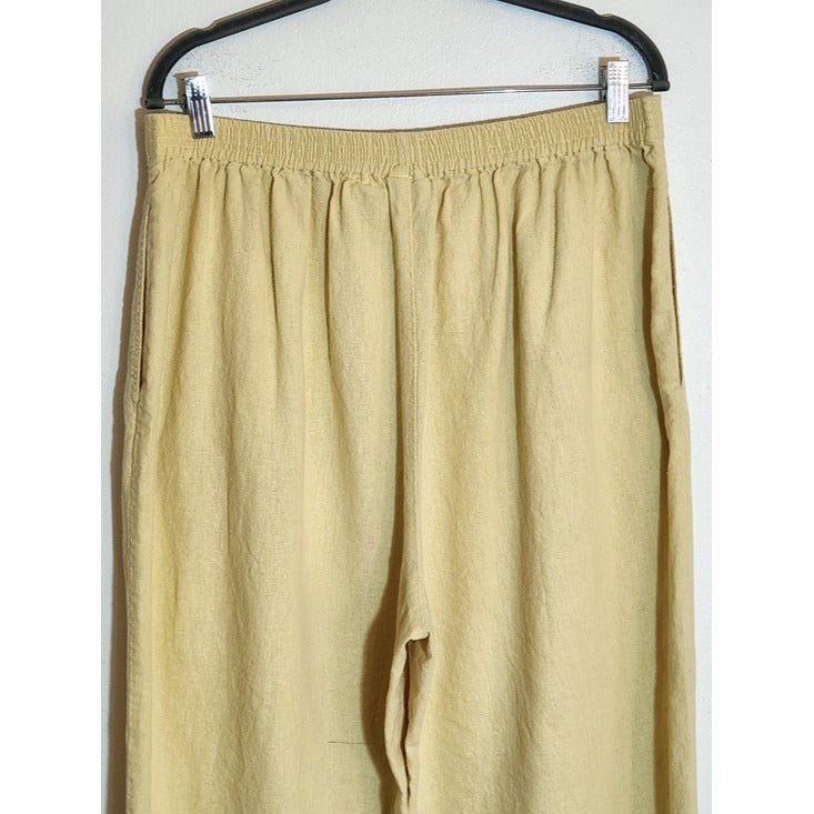 Orvis Light Yellow Linen Blend Pull-On Pants Size 14