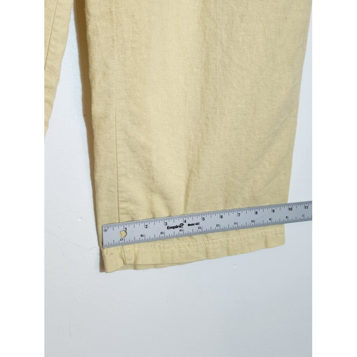 Orvis Light Yellow Linen Blend Pull-On Pants Size 14