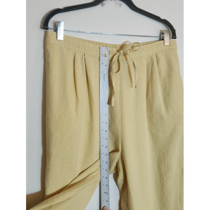 Orvis Light Yellow Linen Blend Pull-On Pants Size 14