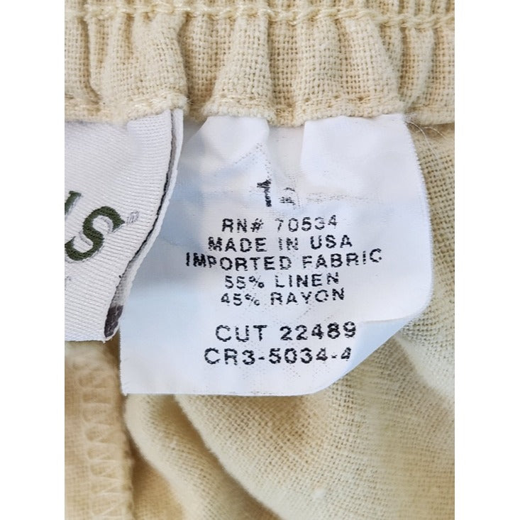 Orvis Light Yellow Linen Blend Pull-On Pants Size 14