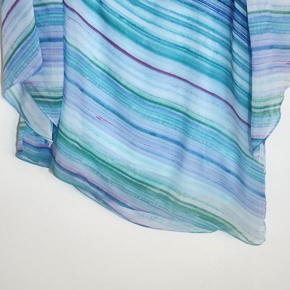 Chico's Colorful Stripe Asymmetrical Hem Tunic Blouse Size 1 (Medium)