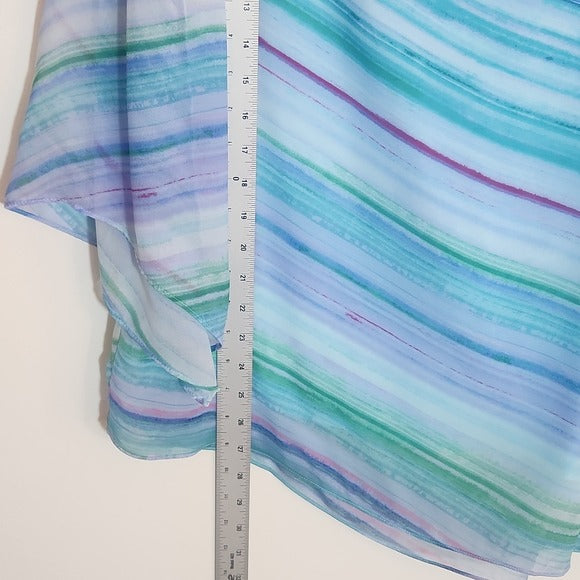 Chico's Colorful Stripe Asymmetrical Hem Tunic Blouse Size 1 (Medium)