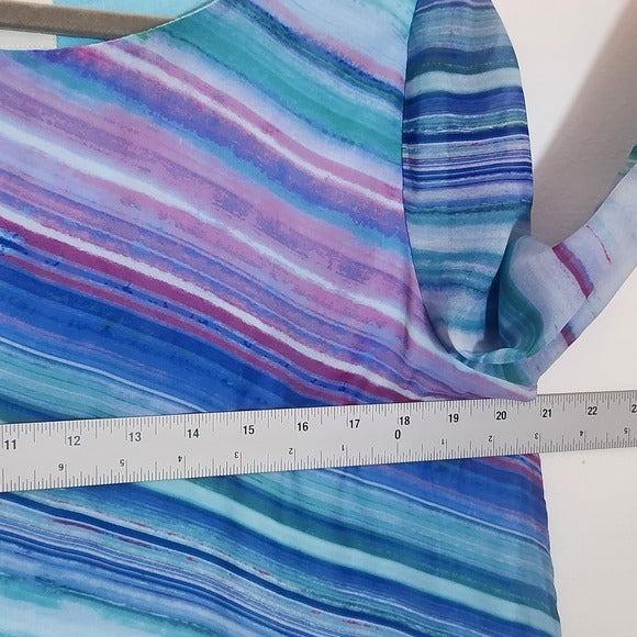 Chico's Colorful Stripe Asymmetrical Hem Tunic Blouse Size 1 (Medium)