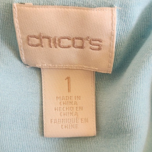 Chico's Colorful Stripe Asymmetrical Hem Tunic Blouse Size 1 (Medium)