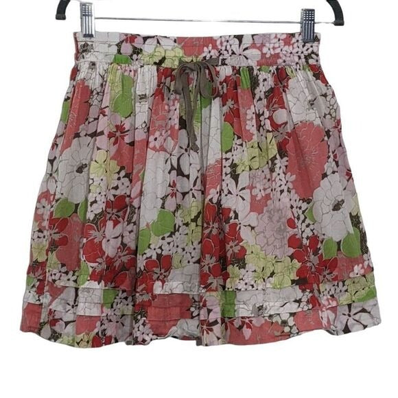 Old Navy Pink and Green Floral Mini Skirt Size XS Full Mini Skirt