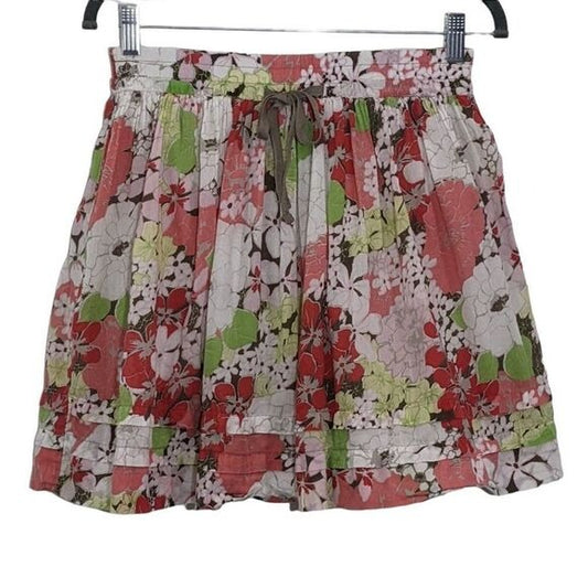 Old Navy Pink and Green Floral Mini Skirt Size XS Full Mini Skirt