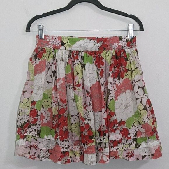 Old Navy Pink and Green Floral Mini Skirt Size XS Full Mini Skirt