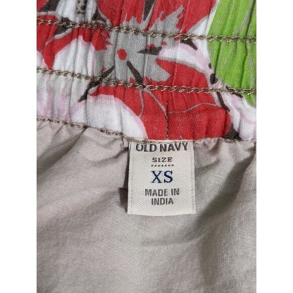 Old Navy Pink and Green Floral Mini Skirt Size XS Full Mini Skirt