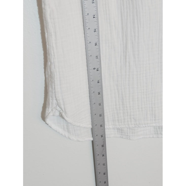 Faherty White Organic Cotton Gauze Collarless Half Buttondown Shirt Size XS