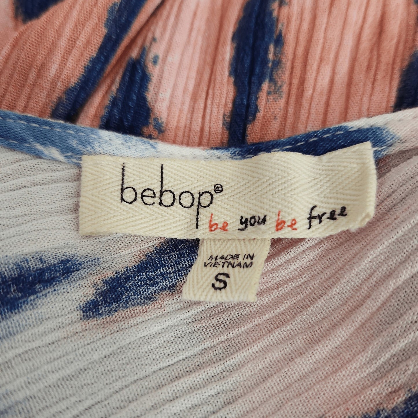 BeBop Powder Pink and Blue Smocked Midi Dress Size Small BeBop Boho Dress