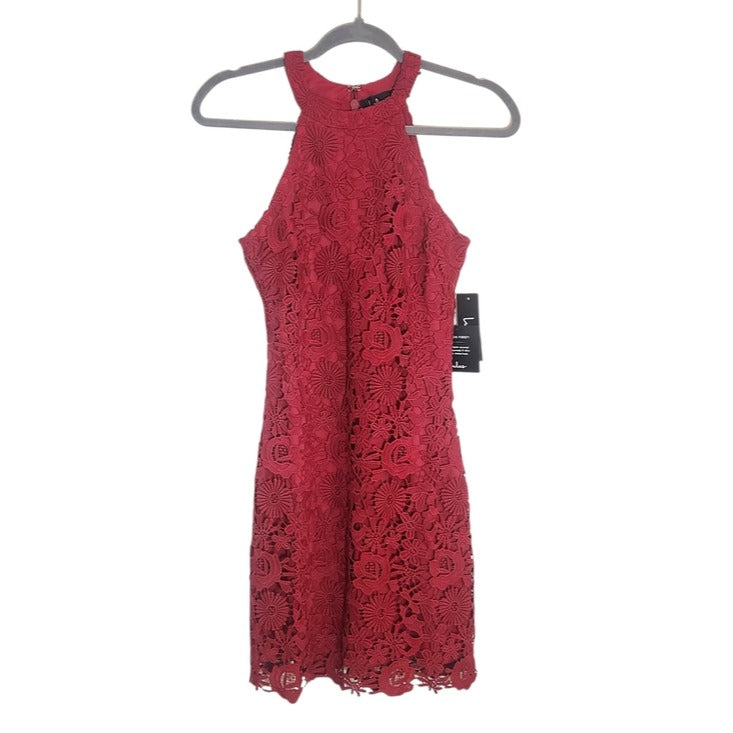 Lulus Magenta Floral Lace Mini Cocktail Dress Size Small NWT Wedding Guest Dress