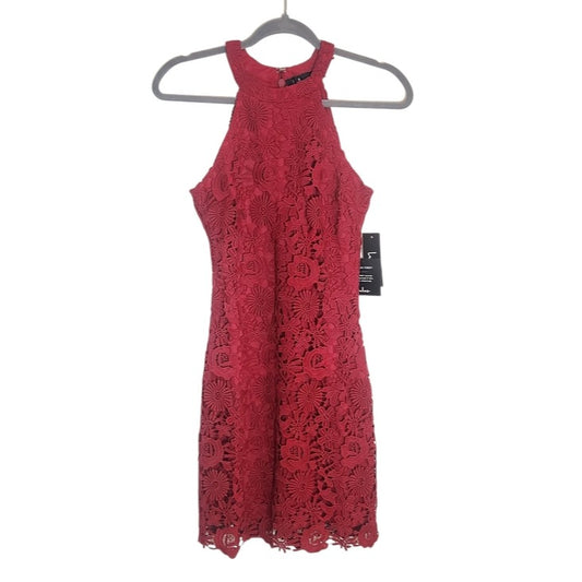 Lulus Magenta Floral Lace Mini Cocktail Dress Size Small NWT Wedding Guest Dress