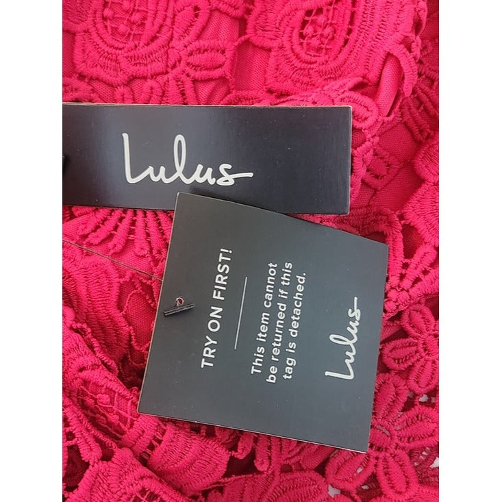 Lulus Magenta Floral Lace Mini Cocktail Dress Size Small NWT Wedding Guest Dress