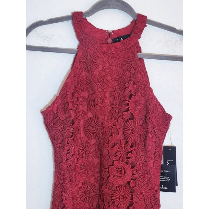 Lulus Magenta Floral Lace Mini Cocktail Dress Size Small NWT Wedding Guest Dress