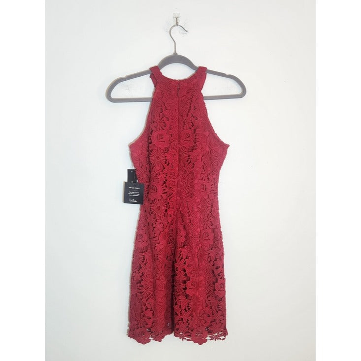 Lulus Magenta Floral Lace Mini Cocktail Dress Size Small NWT Wedding Guest Dress