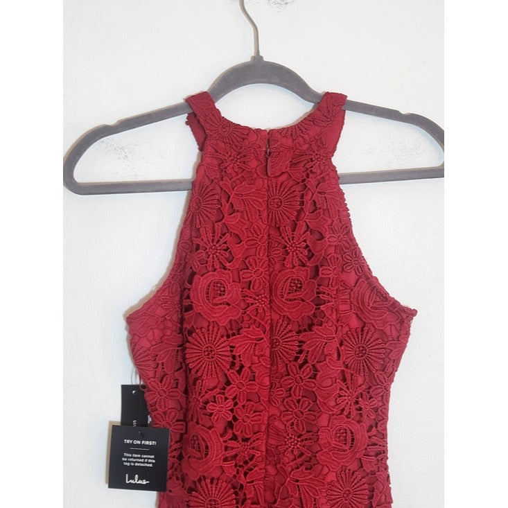 Lulus Magenta Floral Lace Mini Cocktail Dress Size Small NWT Wedding Guest Dress