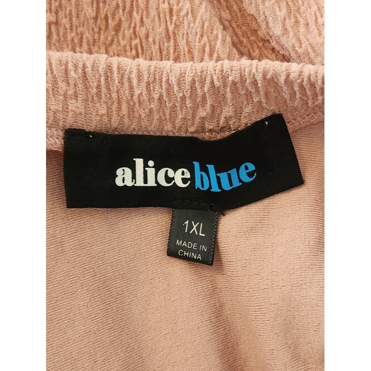 Alice Blue Light Pink Blouse with Sheer Floral Applique Sleeves Size 1XL NWT