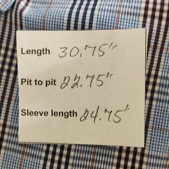 IZOD Men's Blue Plaid Button Down Shirt Size Large Preppy Plaid Shirt