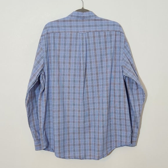 IZOD Men's Blue Plaid Button Down Shirt Size Large Preppy Plaid Shirt