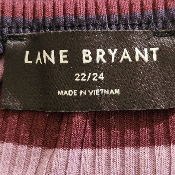 Lane Bryant Striped Pink and Purple Ribbed Knit Midi Dress Size 22/24