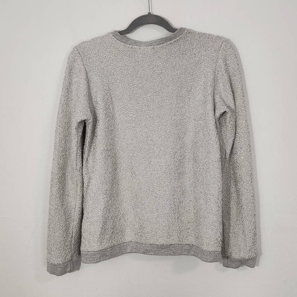 Dolan Left Coast Collection Gray Metallic Textured Knit Sweatshirt Size Small