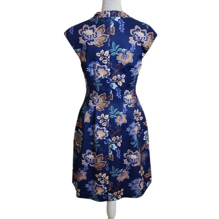 Vince Camuto Blue Floral Fit and Flare Dress Size 4 Wedding Guest Dress