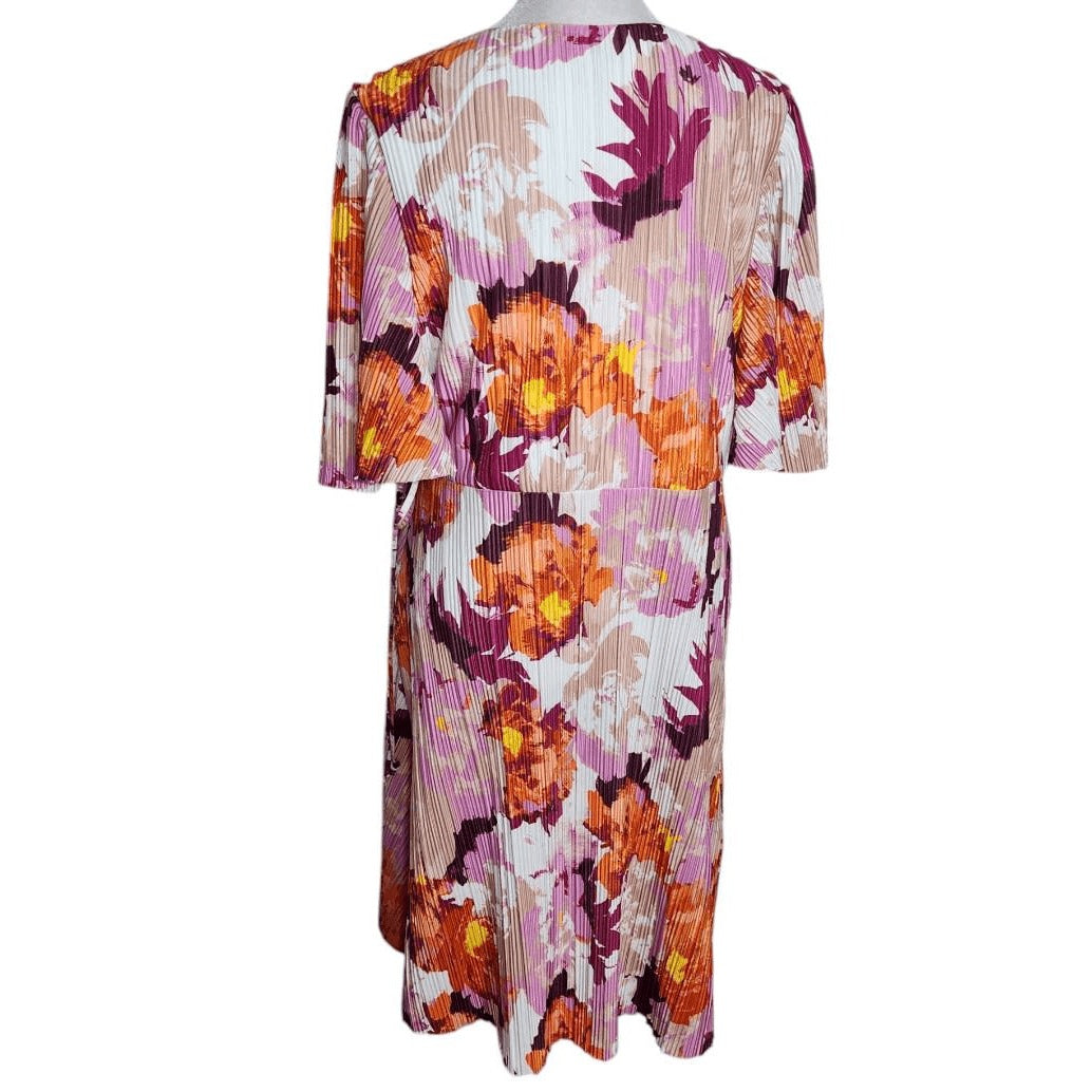 Destination Maternity Floral Print Pleated Wrap Dress Size Large Wedding Guest