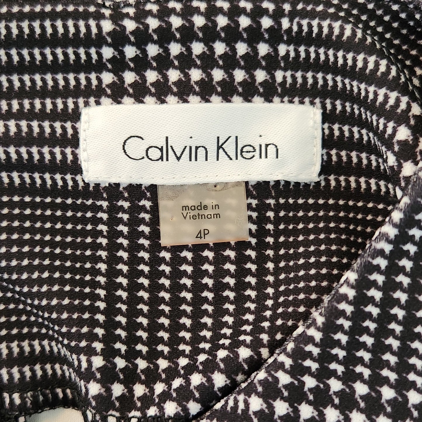 Calvin Klein Black and White Houndstooth Sheath Dress Size 4P