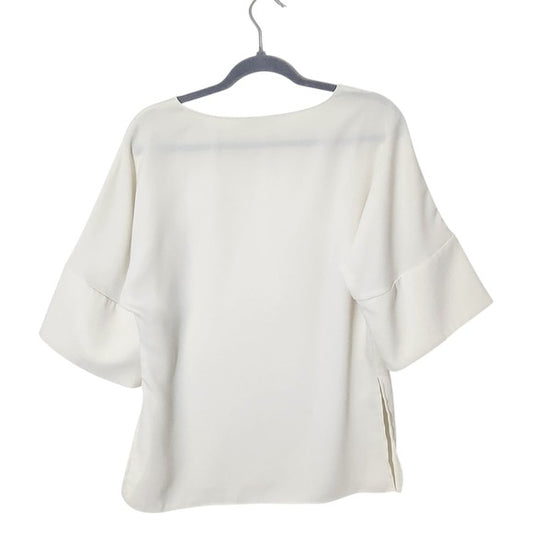 Amanda Uprichard Cream Blouse with Full Elbow Sleeves Size Medium