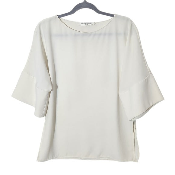 Amanda Uprichard Cream Blouse with Full Elbow Sleeves Size Medium
