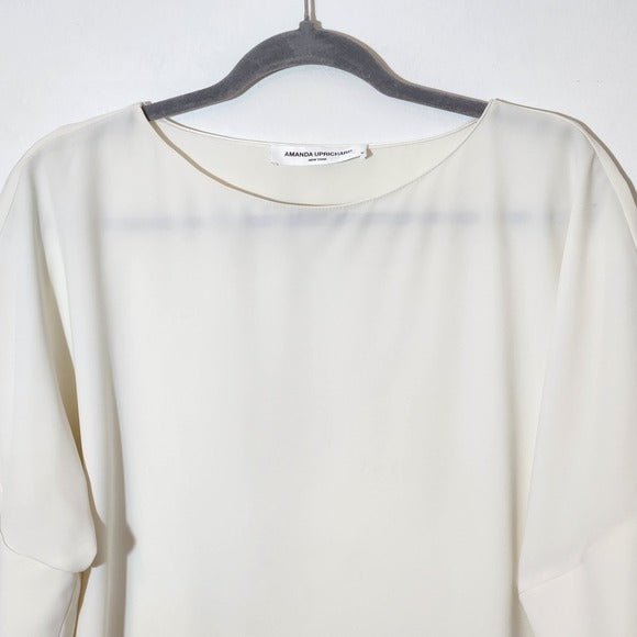 Amanda Uprichard Cream Blouse with Full Elbow Sleeves Size Medium