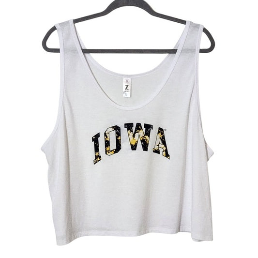 Zoozatz Cropped White Iowa Graphic Tank Top Sz XL Iowa Hawkeyes Tank Top New
