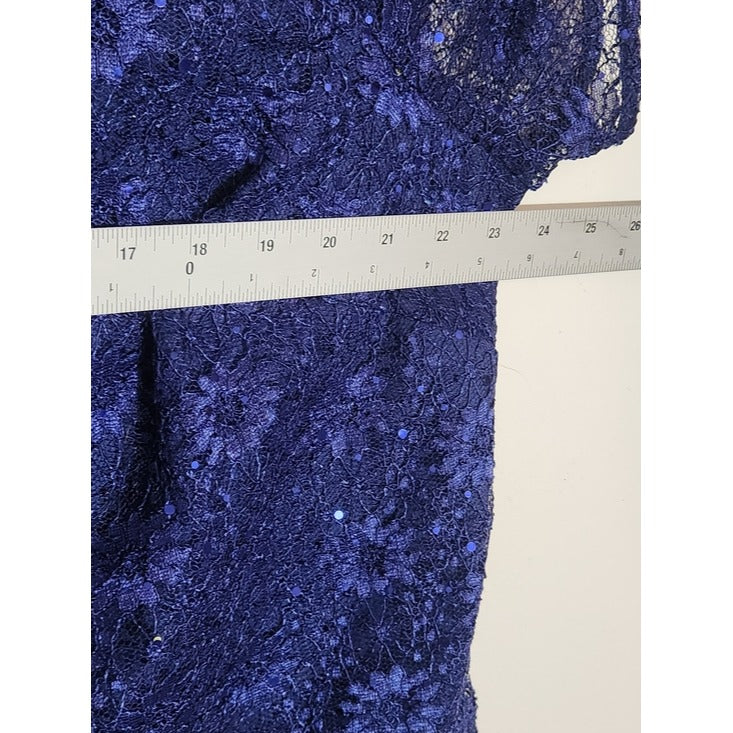 Roaman's Navy Floral Lace Sequin Formal Tunic Blouse Size 24W