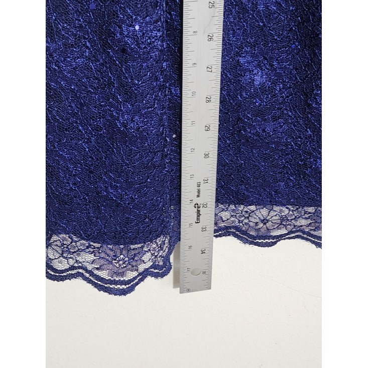 Roaman's Navy Floral Lace Sequin Formal Tunic Blouse Size 24W