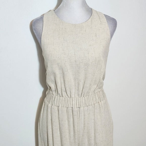 Hem and Thread Natural Jumpsuit with Open Back Size Small, New