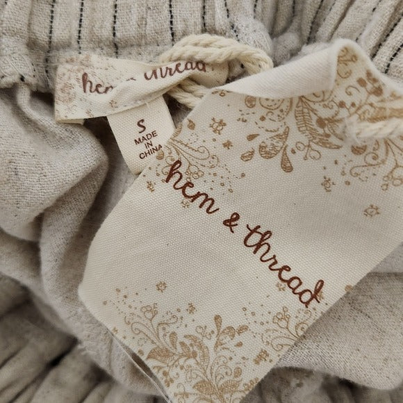 Hem and Thread Natural Jumpsuit with Open Back Size Small, New