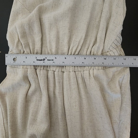 Hem and Thread Natural Jumpsuit with Open Back Size Small, New