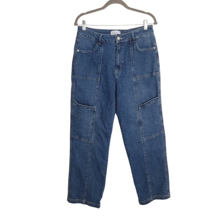 Vanilla Star Medium Wash Relaxed Fit Cargo Utility Jeans Size 9