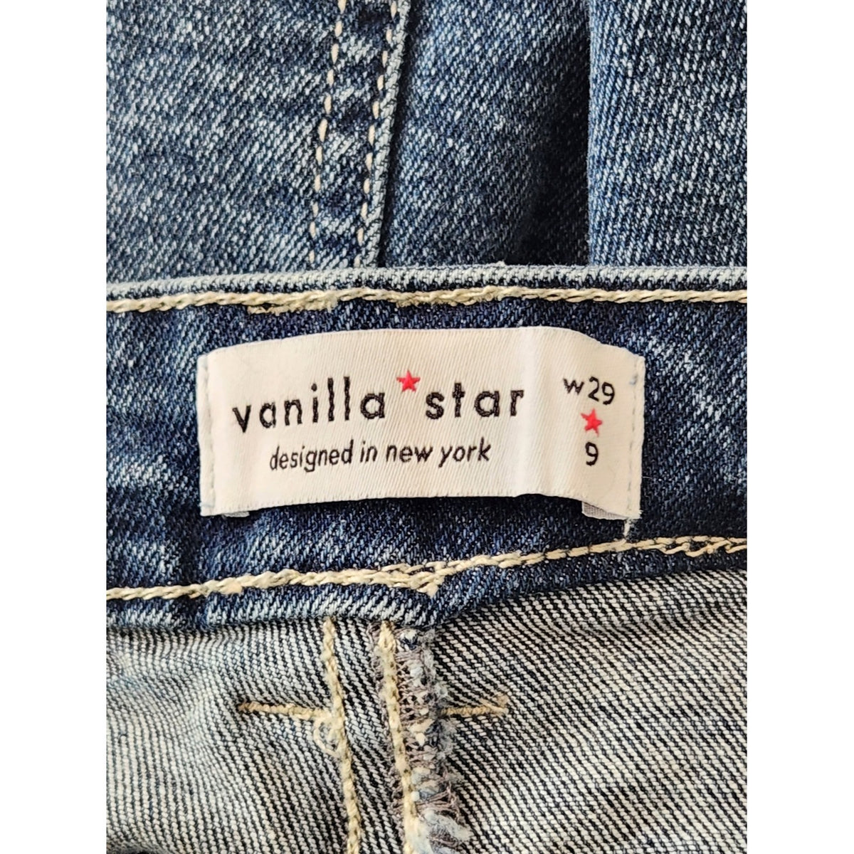 Vanilla Star Medium Wash Relaxed Fit Cargo Utility Jeans Size 9