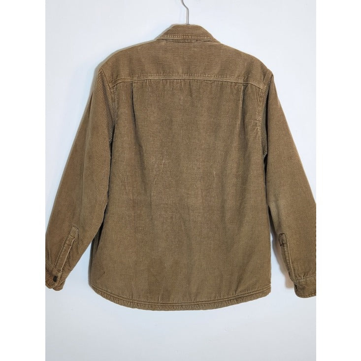 L.L. Bean Mens Brown Corduroy Sherpa Lined Shacket Size Medium Traditional Fit