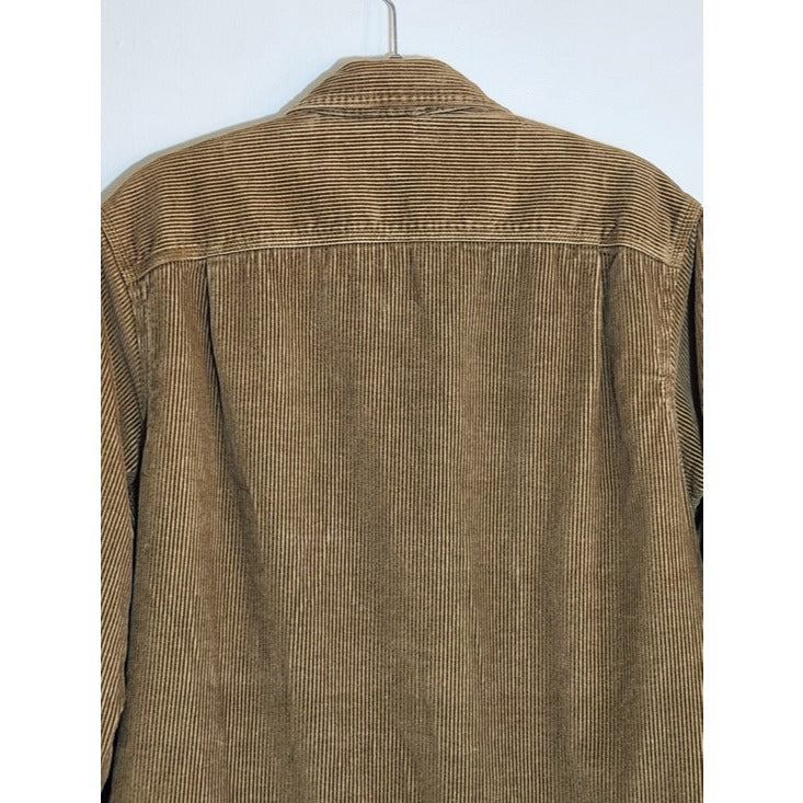 L.L. Bean Mens Brown Corduroy Sherpa Lined Shacket Size Medium Traditional Fit