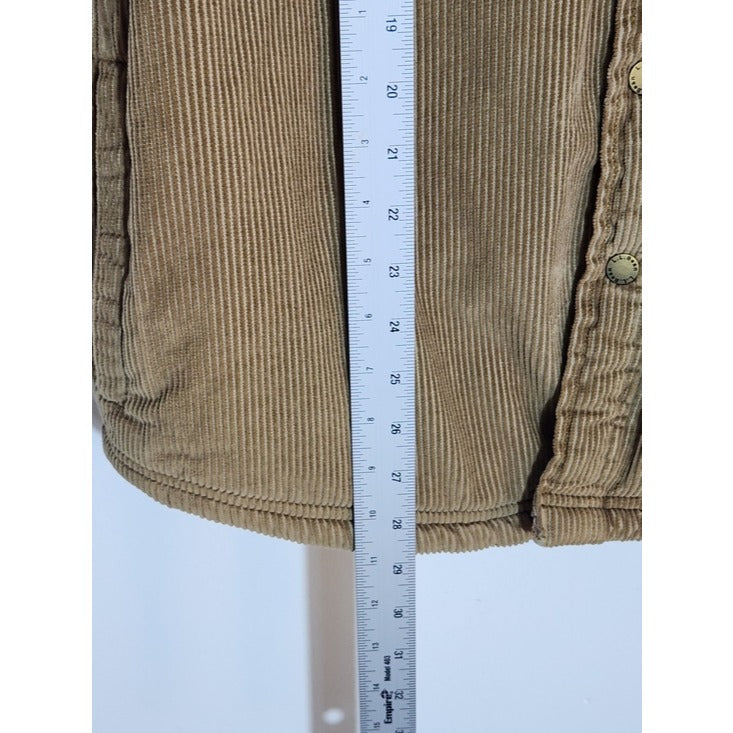 L.L. Bean Mens Brown Corduroy Sherpa Lined Shacket Size Medium Traditional Fit