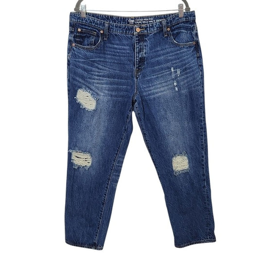 Gap Vintage Button-Fly High-Rise Distressed Cropped Jeans Size 16