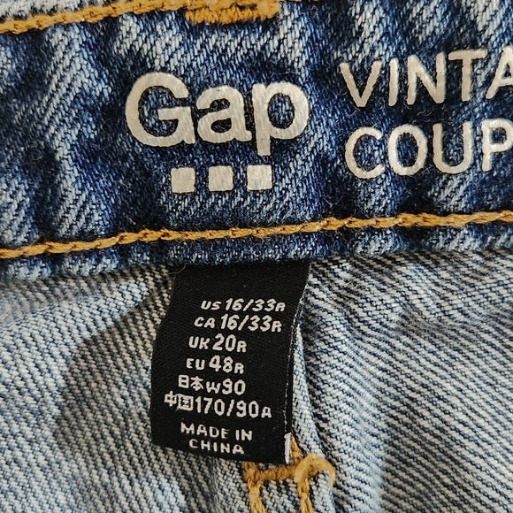Gap Vintage Button-Fly High-Rise Distressed Cropped Jeans Size 16