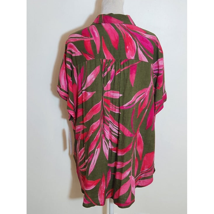 Time and Tru Green and Pink Tropical Print Matching Set Size XL (16-18) NWT