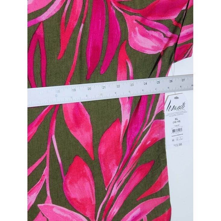 Time and Tru Green and Pink Tropical Print Matching Set Size XL (16-18) NWT
