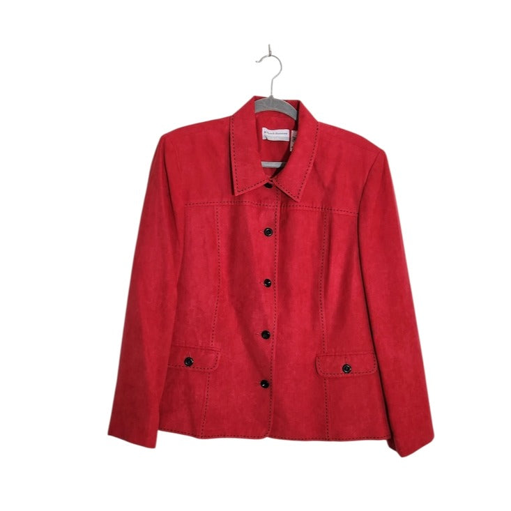 Alfred Dunner Red Faux Suede Blazer Jacket Size 18 Petite NWT